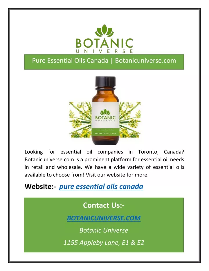 pure essential oils canada botanicuniverse com
