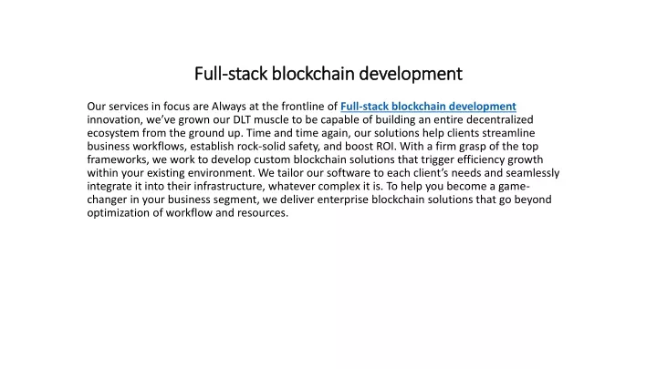 full stack blockchain development