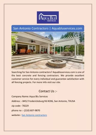 San Antonio Contractors | Aquabluservices.com