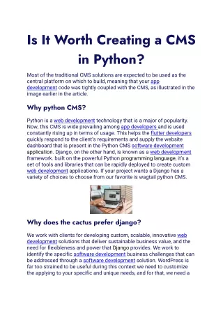 is it worth creating a cms in python
