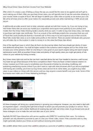 buy actual vimeo views and earn income from your