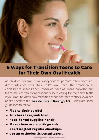 6 Ways for Transition Teens to Care for Their Own Oral Health