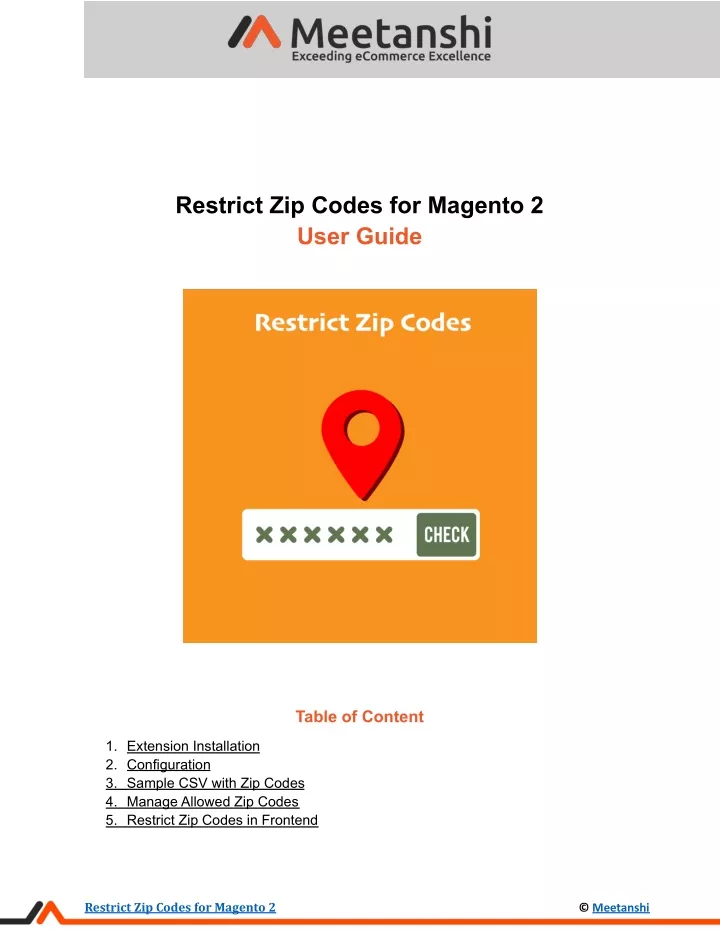 restrict zip codes for magento 2 user guide