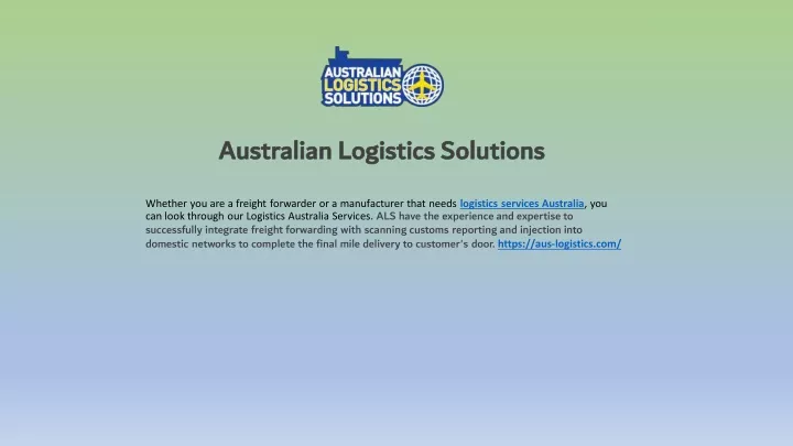 australian logistics solutions