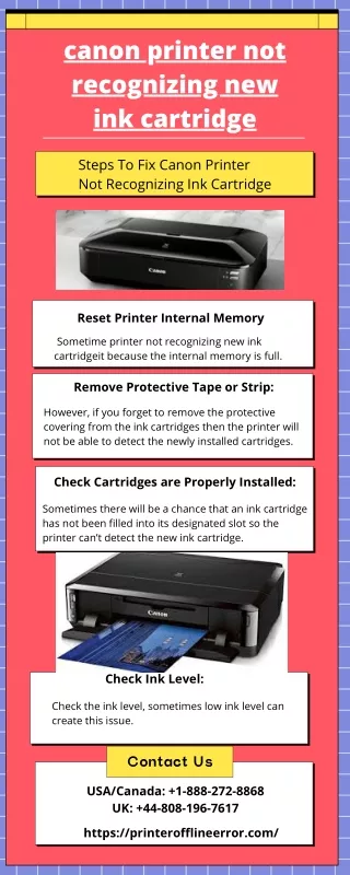 canon printer not recognizing new ink cartridge