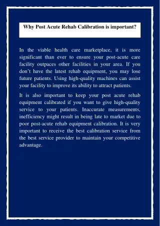 why post acute rehab calibration is important