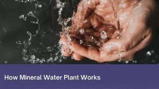 How Mineral Water Plant Works