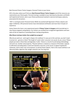 Fitness Trainer in Gurgaon, Fitness Trainer in Gurgaon