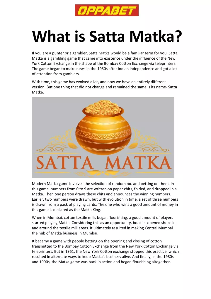 what is satta matka