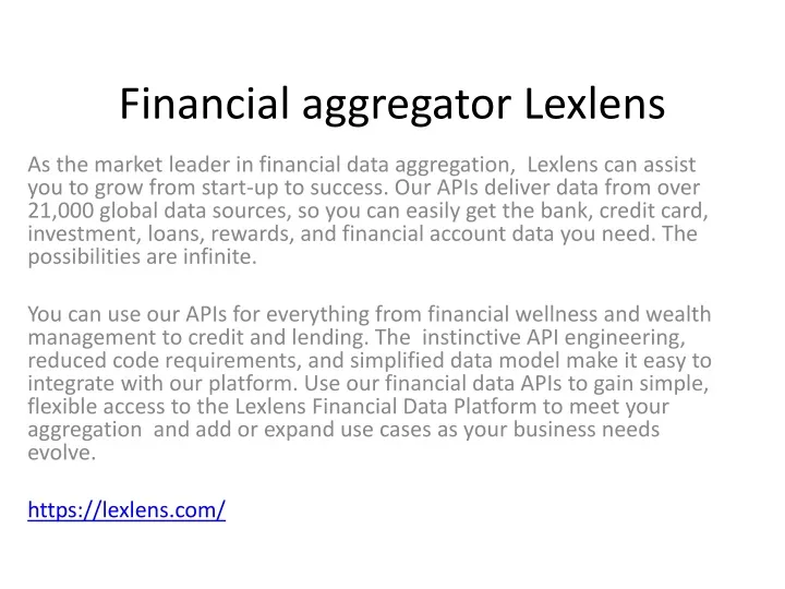 financial aggregator lexlens