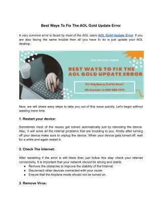 best ways to fix the aol gold update error