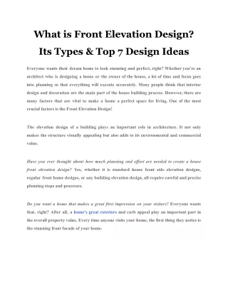 what is front elevation design