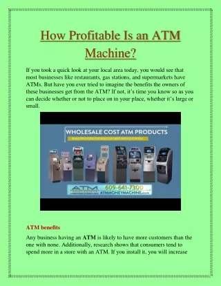 How Profitable Is an ATM Machine