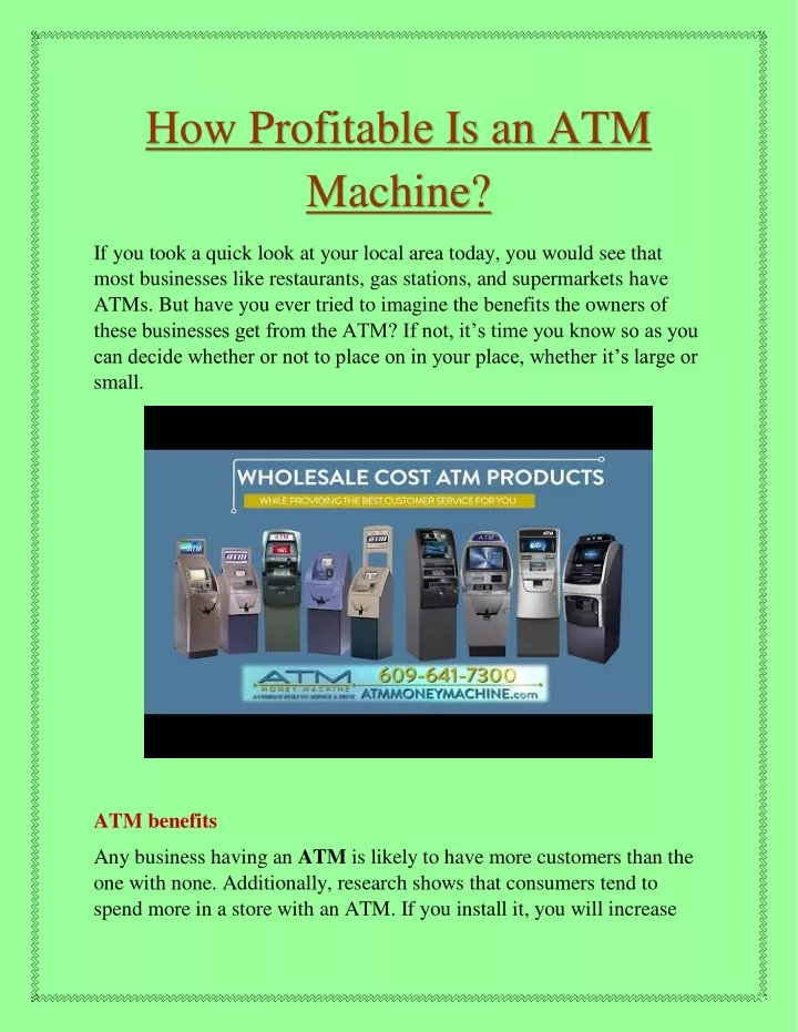how profitable is an atm machine