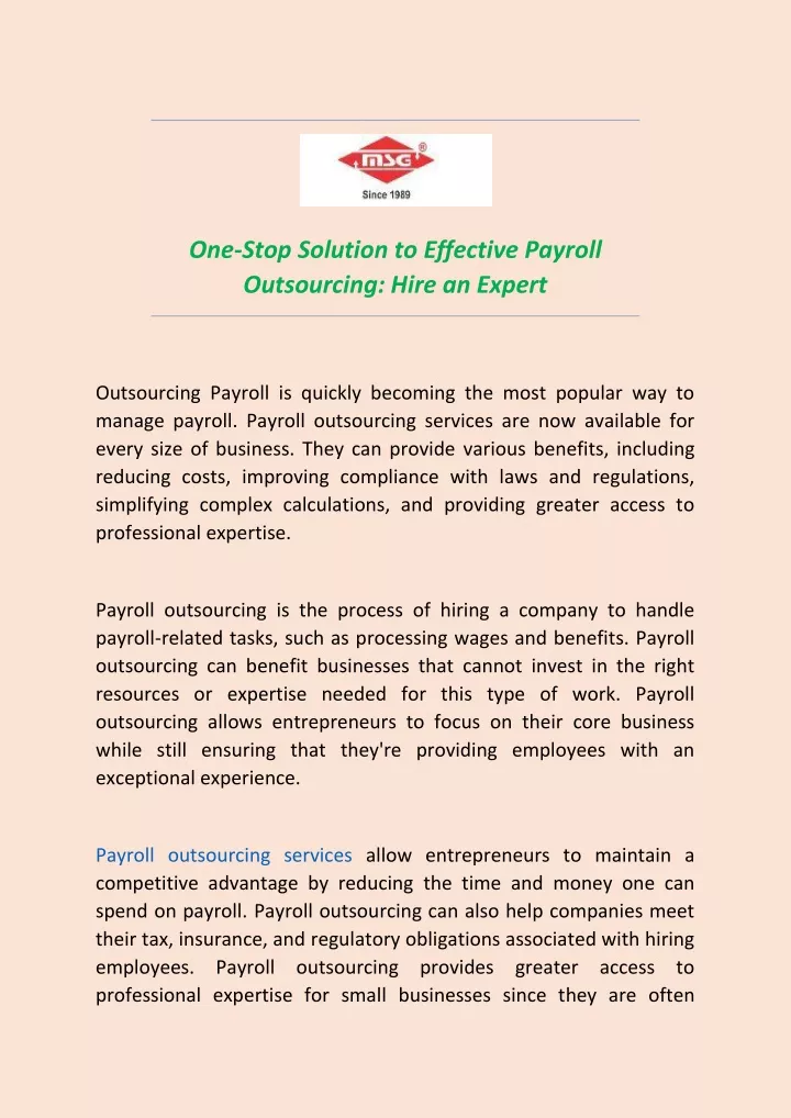 one stop solution to effective payroll