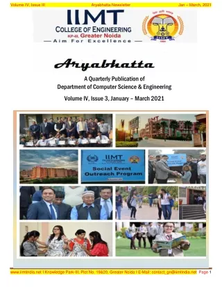 Aryabhatta : Newsletter of CSE Department - (January-March 2021)