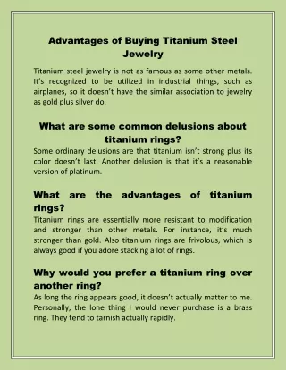 Advantages of Buying Titanium Steel Jewelry