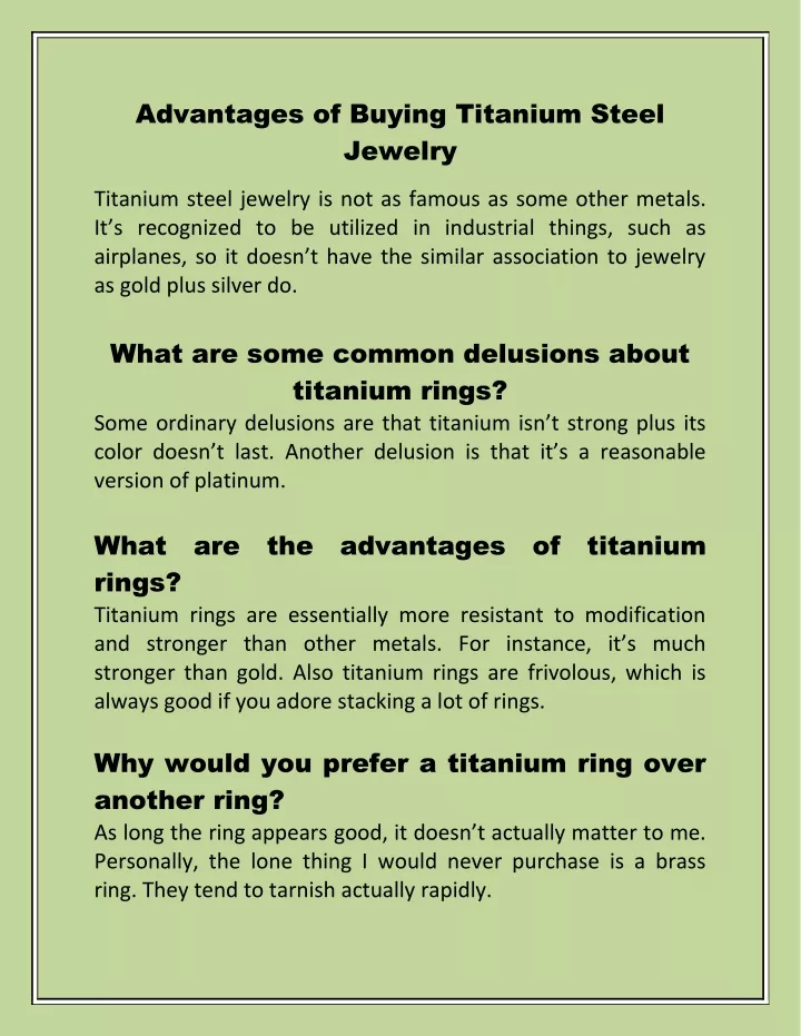 advantages of buying titanium steel jewelry