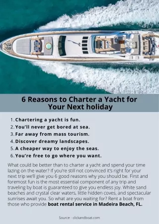 6 reasons to charter a yacht for your next holiday