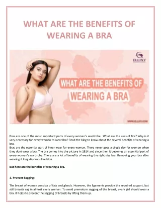 WHAT ARE THE BENEFITS OF WEARING A BRA