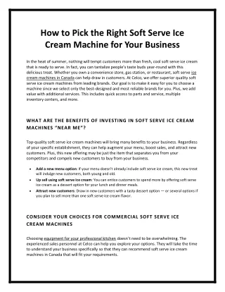 What Are The Benefits Of Investing In Soft Serve Ice Cream Machines “Near Me”