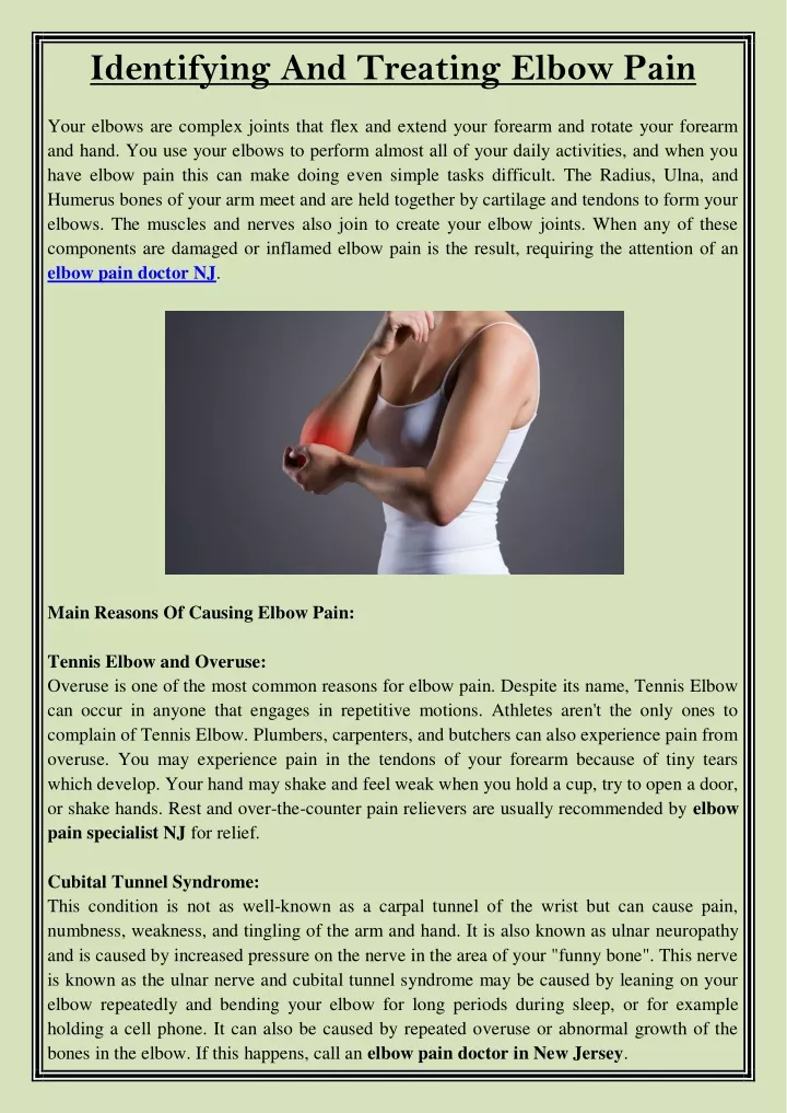 identifying and treating elbow pain