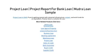 Project Loan | Project Report for Bank Loan | Mudra Loan Sample