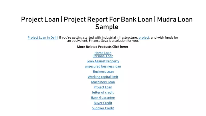 project loan project report for bank loan mudra loan sample