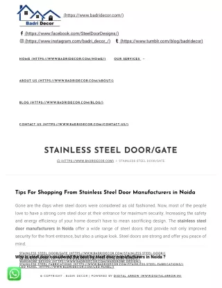 Stainless Steel Door Design Available in Badri Decor