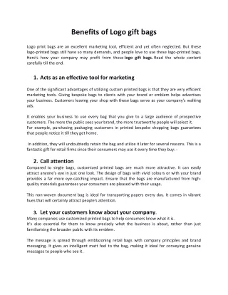 Benefits of Logo gift bags