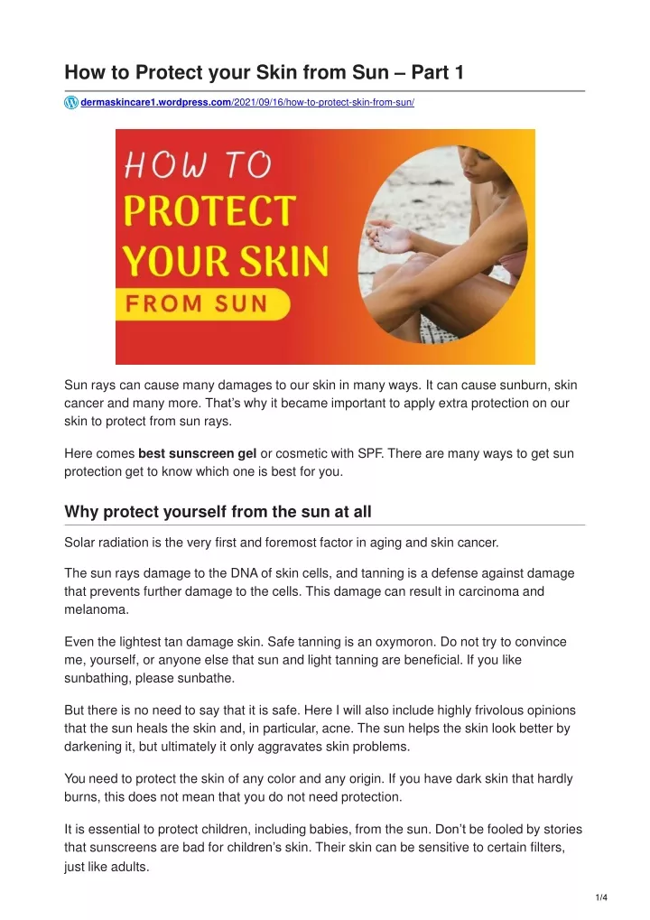 how to protect your skin from sun part 1