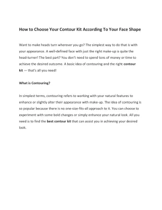 how to choose your contour kit according to your