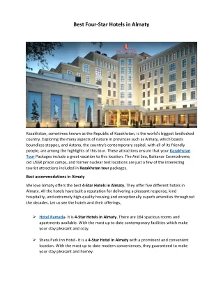 Best Four Star Hotels in Almaty