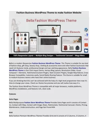 Fashion Business WordPress Theme to make Fashion Website