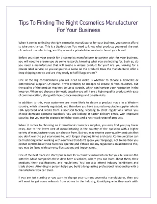tips to finding the right cosmetics manufacturer