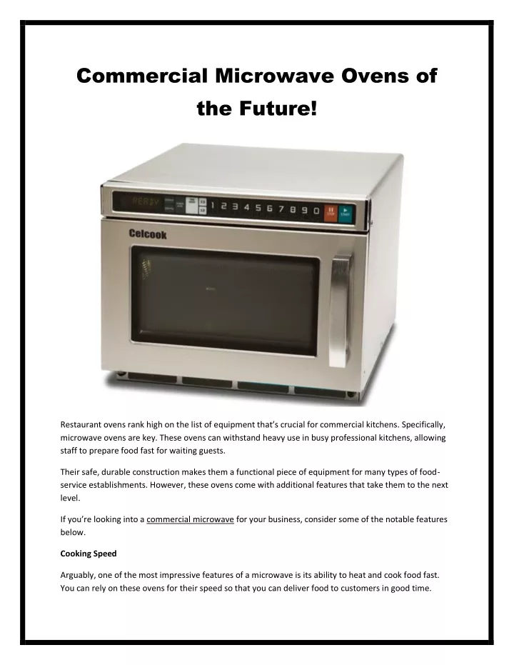 commercial microwave ovens of the future