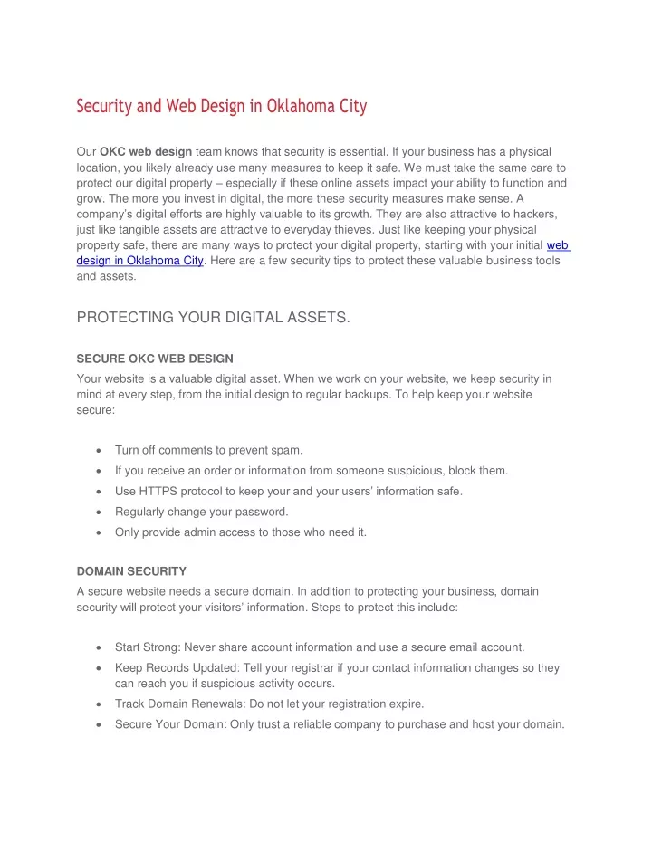 security and web design in oklahoma city