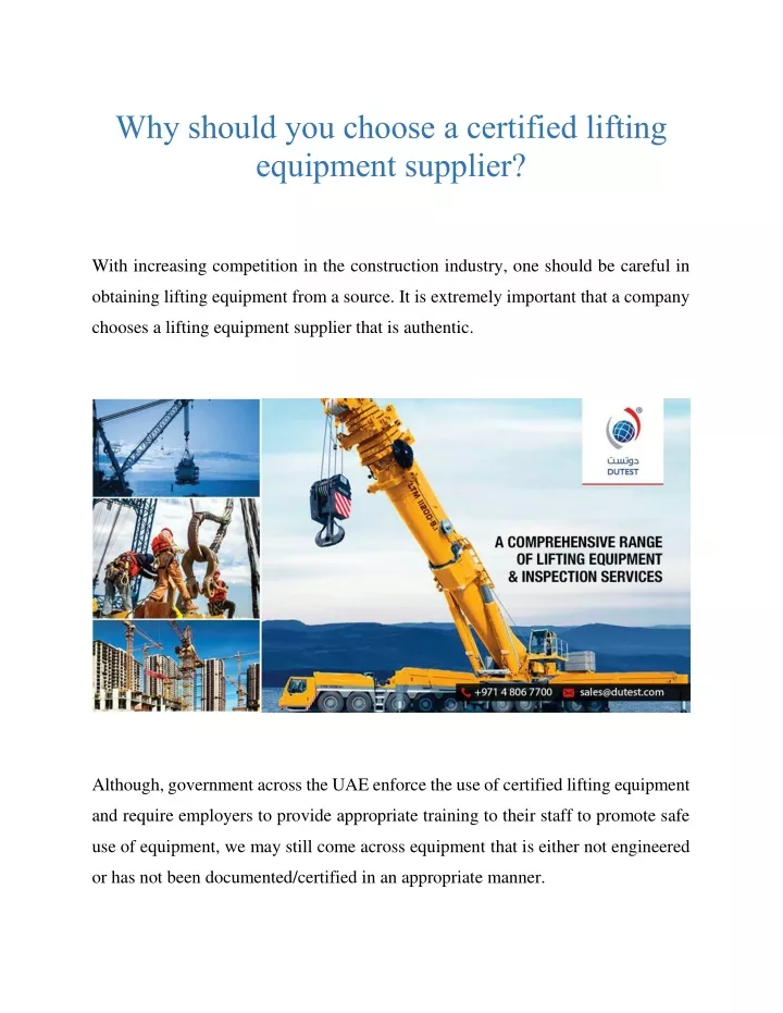 why should you choose a certified lifting