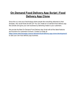 on demand food delivery app script food delivery