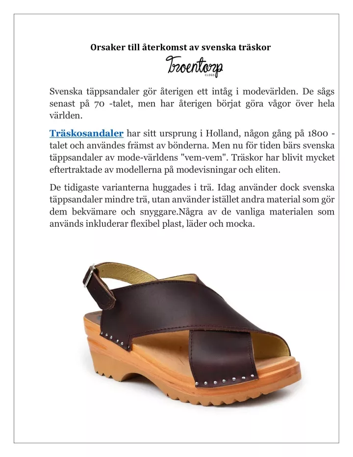orsaker till terkomst av svenska tr skor