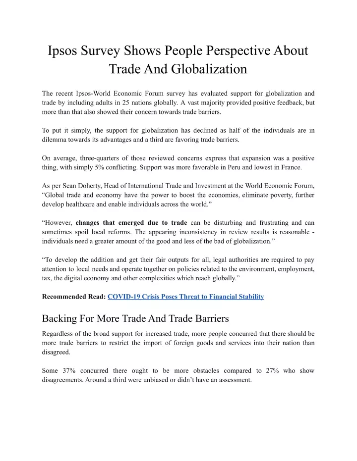 ipsos survey shows people perspective about trade