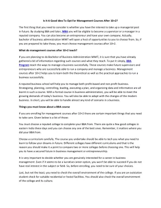is it a good idea to opt for management courses