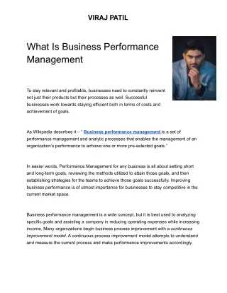 What Is Business Performance Management