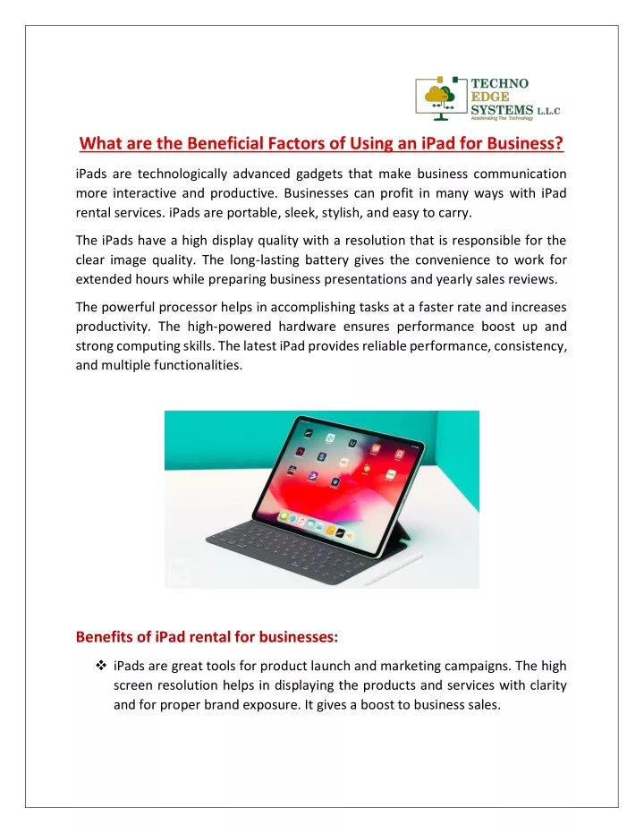 what are the beneficial factors of using an ipad