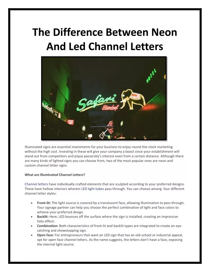 the difference between neon and led channel