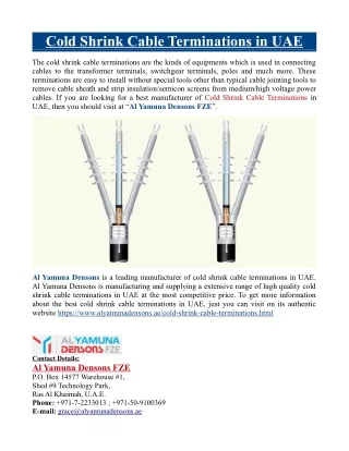 cold shrink cable terminations in uae