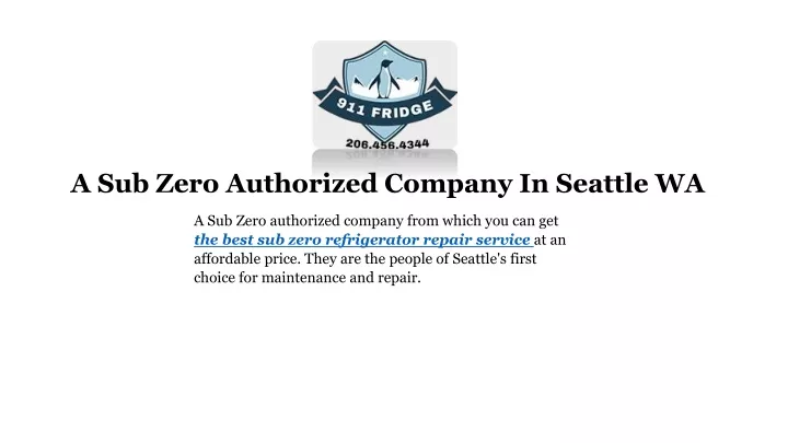 a sub zero authorized company in seattle wa