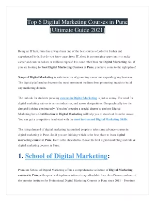 Top 6 Digital Marketing Courses in Pune