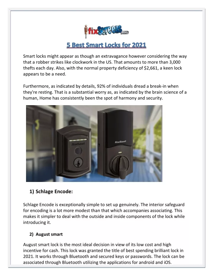 smart locks might appear as though