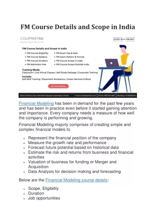 FM Course Details and Scope in India
